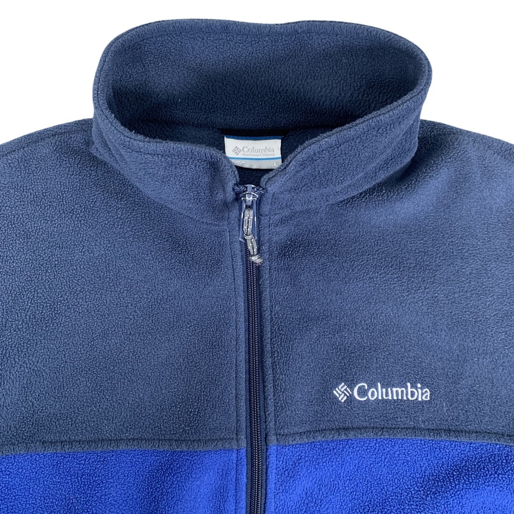 Columbia Fleece Jacket Mens Large Blue Colorblock Full Zip WM3220 Outdoor - Picture 1 of 16
